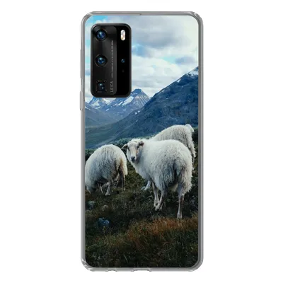 Produktbild von MuchoWow® Handyhülle Schutzhülle Hülle für Huawei P40 Pro Schafe - Natur - Berge Silikon Softcase Handy Hülle - Schutz