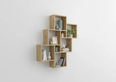 Produktbild von FMD furniture Wandregal Artisan Oak Nb 81,2 x 94,3 x 15,7 cm stabiles Hängeregal mit 8 Fächern