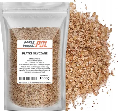 Zdjęcie produktu dla PŁATKI GRYCZANE 1kg Ciemne naturalne źródło błonnika wysoka jakość Kol-Pol