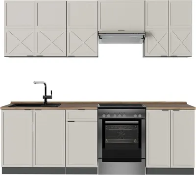 Produktbild von Küchenzeile Vicco Fame-Line GrauBeige/Anthrazit 240 cm , AP Eiche, Model 50459