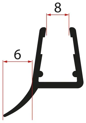 Produktbild von Polysan Untere Türdichtung, Glas 8mm, 1000mm, schwarz