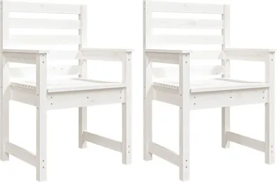 Produktbild von vidaXL Gartenstühle 2 Stk. Weiß 60x48x91 cm Massivholz Kiefer