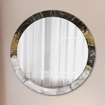 Produktbild von Ø90cm Modern Spiegel - Wandspiegel Wandmontage- Schlafzimmer - marmor und gold