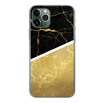 Produktbild von MuchoWow® Handyhülle Schutzhülle Hülle für iPhone 11 Pro Marmor - Schwarz - Gold Silikon Softcase Handy Hülle - Handy