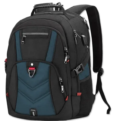 Image de Sac à dos pour ordinateur portable, pour hommes, 17,3 pouces, bleu, 45 litres, avec port USB