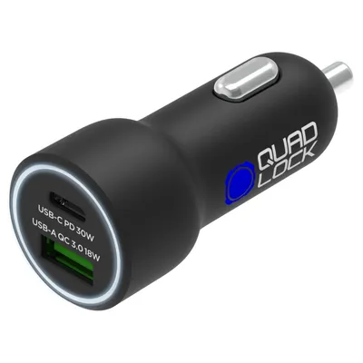 Produktbild von QUAD LOCK Dual USB (C+A) Autoladegerät 48W
