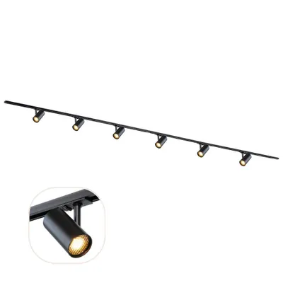Produktbild von Qub 1-Phasen-Schienensystem – GU10 – 400 cm – I-Form – 6 Viror Mesh Spots – Schienensystem – Schwarz