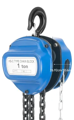 Imagen del producto de Grúa de cadena, capacidad de carga de 1 tonelada, ganchos giratorios, color azul