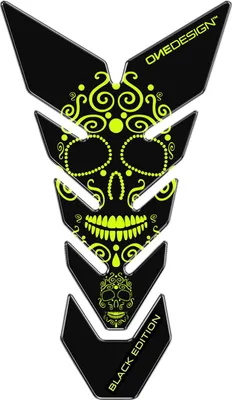 Zdjęcie produktu dla ONEDESIGN Tankpad czarny EDITION skull 2 fluorescent żółty