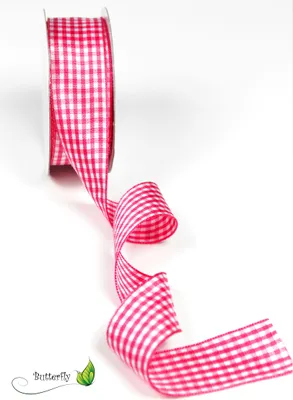 Produktbild von Karoband 25mm, 10 Meter, Farbe:pink 176
