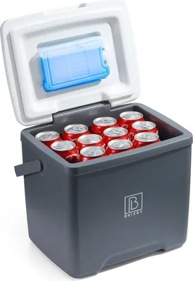 Produktbild von Brisby Kühlbox - 13L - Grau - 40 Stunden Isolation - Inkl. 2 dicke Kühlakkus von 450ml - Neues Design mit Kühlakku im Deckel verriegelt