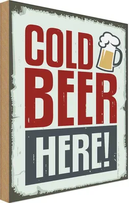 Produktbild von vianmo Holzschild 18x12 cm Alkohol Cold beer here Bier Essen Trinken