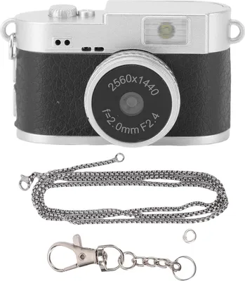 Immagine prodotto di Piccola fotocamera digitale portachiavi, 2K HD Retro, videoregistratore portatile compatto per viaggi, registrazioni di studio, nero