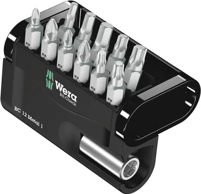 Zdjęcie produktu dla Wera BC 12 Metal 1, 12 szt., Hex (metryczny), Phillips, Pozidriv, Torx, PH 1, PH 2, PZ 1, PZ 2, T15, T20, T25, T30, 3,4,5 mm