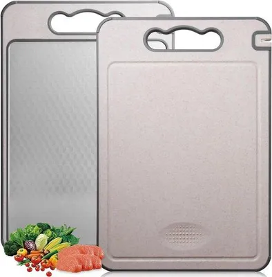 Produktbild von Doppelblättrige Schneidebrett aus rohlingfreiem Edelstahl | Titan-Schneidebrett für Fleisch und Gemüse | Schneidebrett aus Titan für die Küche.