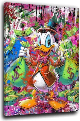 Produktbild von Pop Art Duck Money Abstract Wandbild Leinwandbild Deko XL Kunst: 40x60x2cm