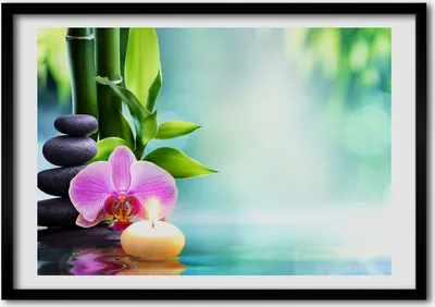 Produktbild von Bild - Bilder - Bilderrahmen - 70 cm x 50 cm - MDF-Rahmen, Wandkunst Bambus Orchidee