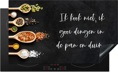 Produktbild von KitchenYeah© Herdabdeckplatte Ich werfe Dinge in die Pfanne und den Daumen - Küche - Zitate - Humor , 89x51cm, Küche Deko, Glaskeramikkochfeld Herdabdeckung, Abdeckplatte fùr Kochfeld