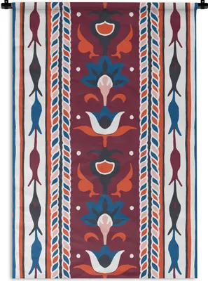Produktbild von MuchoWow® Wandteppich Wandbehang Blumen - Muster - Pflanzen - Abstrakt - Minimalismus 120x180 cm Tapisserie Dekoration Wandtuch - Schlafzimmer - Dekorationen für das Haus