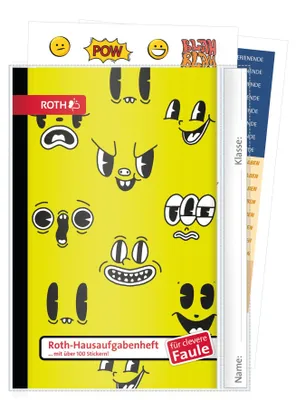 Immagine prodotto di ROTH 89549 ROTH Quaderno dei compiti per adolescenti "Per i pigri intelligenti" Fire Faces