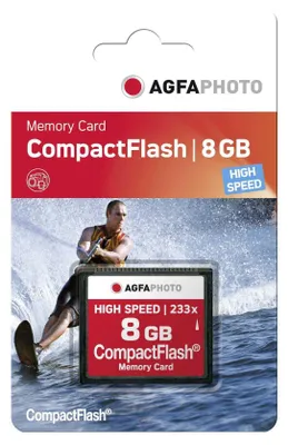 Image de AgfaPhoto Compact Flash, 8GB, 8192 MB, flash compact (CF), 100000 cycles par secteur logique, 42.8 mm, 3.3 mm, 36.4 mm