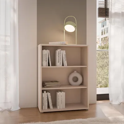 Produktbild von Forte ALICE SPRINGS Bücherregal 70 80, modern-minimalistisch, 2 Einlegeböden, Wohnzimmer/Büro, Holzwerkstoff, Kaschmir Beige, 74,5 cm breit x 99,1 cm hoch x 34,9 cm tief