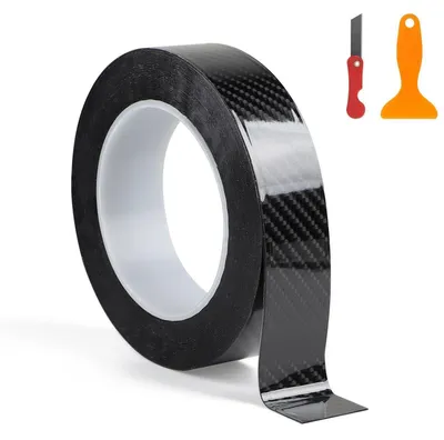 Productafbeelding van Koolstofvezel folie voor auto, zwart, glanzend, 3 cm x 10 meter, zelfklevende lakbeschermfolie