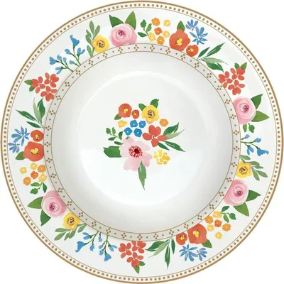 Produktbild von Suppenteller BOHO FLOWERS D. 21,5cm weiß bunt Porzellan Easy Life WA