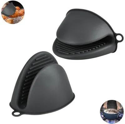 Imagen del producto de Unyqoos®: 2 guantes de silicona mini para horno – resistentes al calor y antideslizantes, color , 8,5 x 10 cm, ideales para parrillas, freidoras de aire y hornos, para cocinar, hornear y asar
