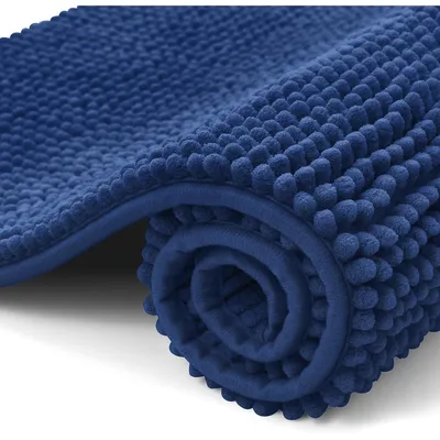 Immagine prodotto di Tappetino da bagno in chenille, antiscivolo, 50x80 cm, blu navy, assorbente, lavabile