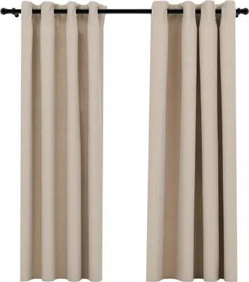 Produktbild von Verdunkelungsvorhänge 2 Stk. Ösen Leinenoptik Beige 140x175 cm