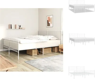 Produktbild von vidaXL Bettgestell mit Kopf- und Fußteil Metall Weiß 193x203 cm -  Betten & Bettgestelle