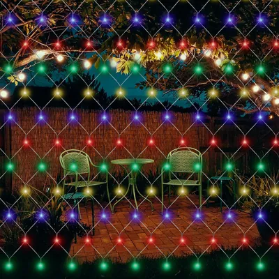 Image de Guirlande lumineuse ISOISL, 300 LED, réseau lumineux de 4,5 x 1,6 m, multicolore, 31V, IP44, 8 modes avec mémoire, éclairage de Noël pour l'extérieur