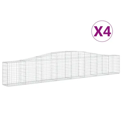 Produktbild von Gabionen mit Hochbogen 4 Stk. 400x30x60/80 cm Verzinktes Eisen