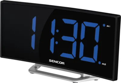 Obrázek produktu pro SENCOR SDC 120 - Hodiny s budíkem, velký modrý LED displej 4,7 cm se zakřivením, digitální zobrazení času, buzení