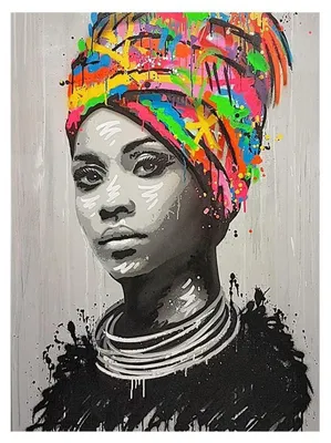 Obrázek produktu pro Diamond Painting: Africká žena, 40x50 cm, plátno s předtištěným vzorem, sada pro tvoření pro dospělé i děti
