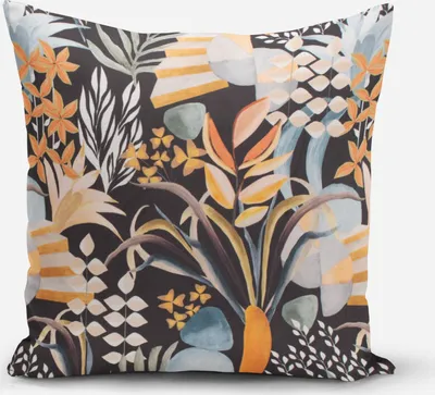 Produktbild von SCHÖNER LEBEN. Kissenhülle Velvet Digitaldr. Art Deco Blätter Formen Größe 80x80cm (HxB) 80x80cm (HxB) Größe