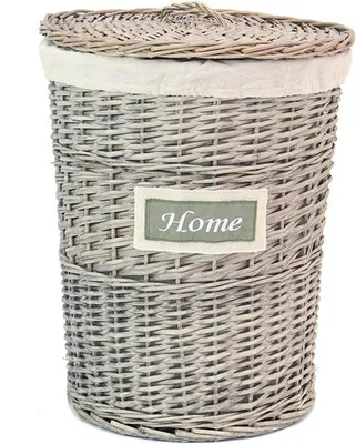 Produktbild von Wäschekorb "Home" aus Weide, grau, mit Deckel, im Landhaus Stil, Wäschetonne