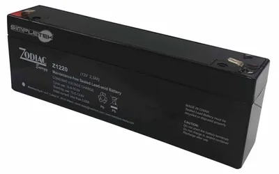 Obrázek produktu pro Zodiac Z1220, olověná baterie, 12V, 2,30Ah, konektor Faston 4,8mm, rozměry 178x35x66 mm, náhradní díl