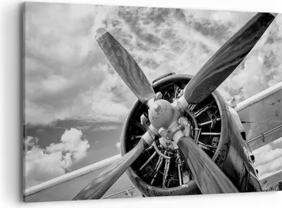 Produktbild von Bild auf Leinwand - Leinwandbild - Einteilig - Motor Schwarzweiß Propeller - 120x80cm - Wand Bild - Wanddeko - Wandbilder - Leinwanddruck - Bilder - Wanddekoration - Leinwand bilder - AA120x80-4289