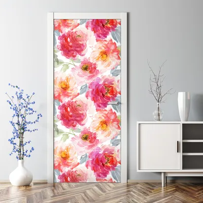 Produktbild von Dekorative Aufkleber selbstklebend Türaufkleber Türposter dekoration Boho Pfingstrosen 77 x 200 cm