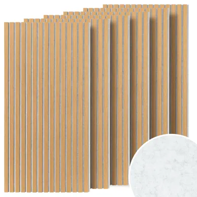 Obrázek produktu pro Vigevee, sada 6 akustických panelů, rozměr 120 x 60 cm, Imitace dub 2240S, stříbrněšedý filc, MDF lamely, NRC 0,8