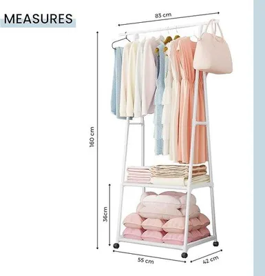 Image de Armoire 160 x 55 x 42 cm, penderie ouverte, tringle à vêtements
