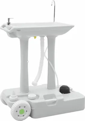 Produktbild von Möbel Camping Handwaschstand mit Rädern Grau 72 x 42 x 103 cm - Campingtoiletten-Zubehör &42664