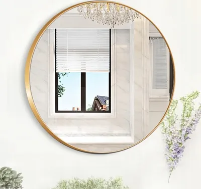 Obrázek produktu pro Rebiko nástěnné zrcadlo kulaté stylové koupelna zlatý rám průměr 60 cm loft