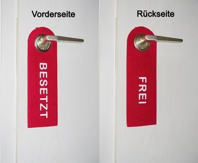 Produktbild von GKA Türhänger aus Filz Türschild Dekoschild Filzschild Filzhänger beidseitig bedruckt Vorderseite: Besetzt Rückseite: Frei rot Hotel Pension Firma Büro privat Praxis Verein