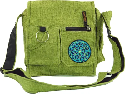 Produktbild von Schultertasche, Hippie Tasche - Grün, Uni - Erwachsene, Baumwolle, 25*25*7 cm, Alternative Umhängetasche, Handtasche aus Stoff