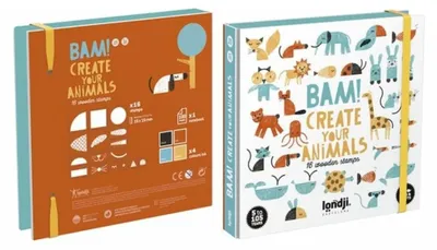 Productafbeelding van Creatieve stempels BAM dieren, 16 stuks - Londji, vanaf 5 jaar