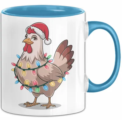 Produktbild von Huhn Weihnachtsfeier Tasse Geschenk Lustige Geschenkidee Spruch (Blau)