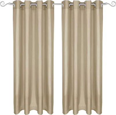 Image de lot de 2 rideaux opaques Alessia avec œillets 140x245cm taupe clair